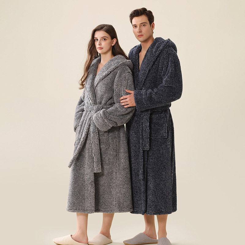 Bata de baño de franela de buena calidad personalizada para el hogar con pijamas de forro polar para parejas