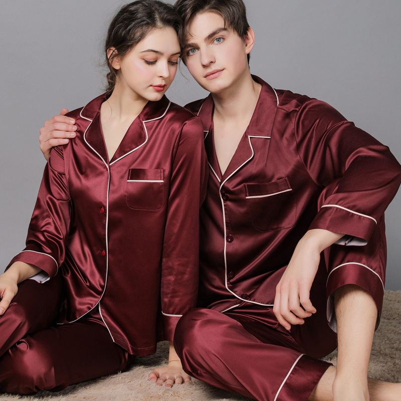 Conjunto de Pijamas de Seda Pura para Pareja de Fábrica con Logo Personalizado 100%