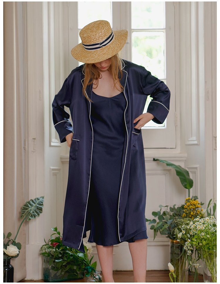 100% Pijamas de seda de lujo para dama, ropa de dormir para parejas