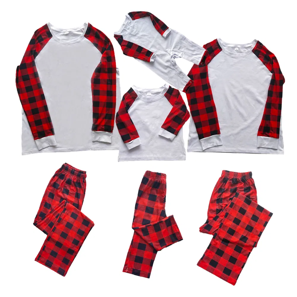 Pijamas familiares de Navidad con diseño de cuadros en venta caliente
