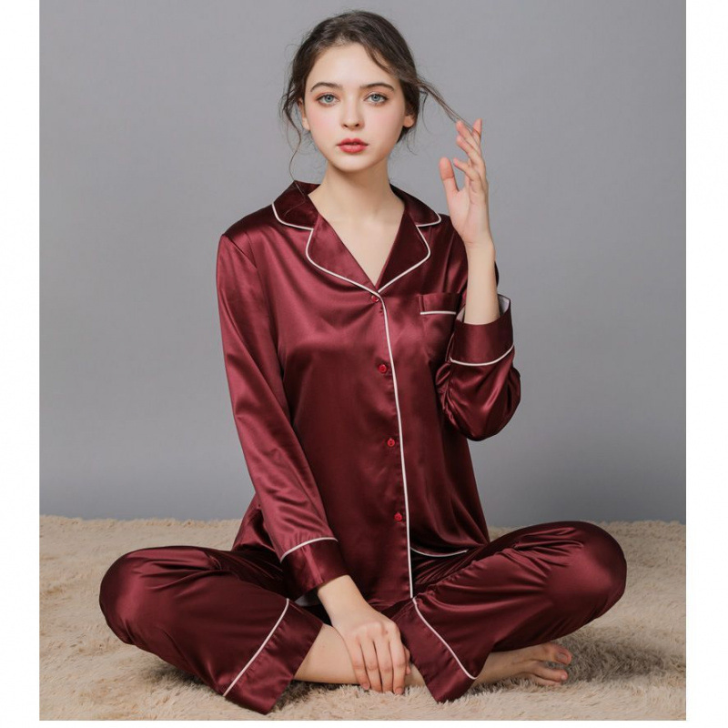 Pijamas de seda para mujeres de pura longitud completa larga 19 Momme 100% seda de morera de lujo