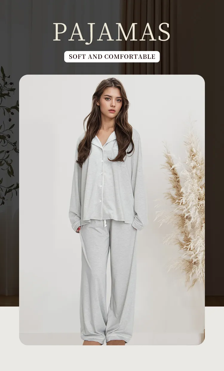 Conjunto de pijama de fibra de bambú ecológico y cómodo para damas
