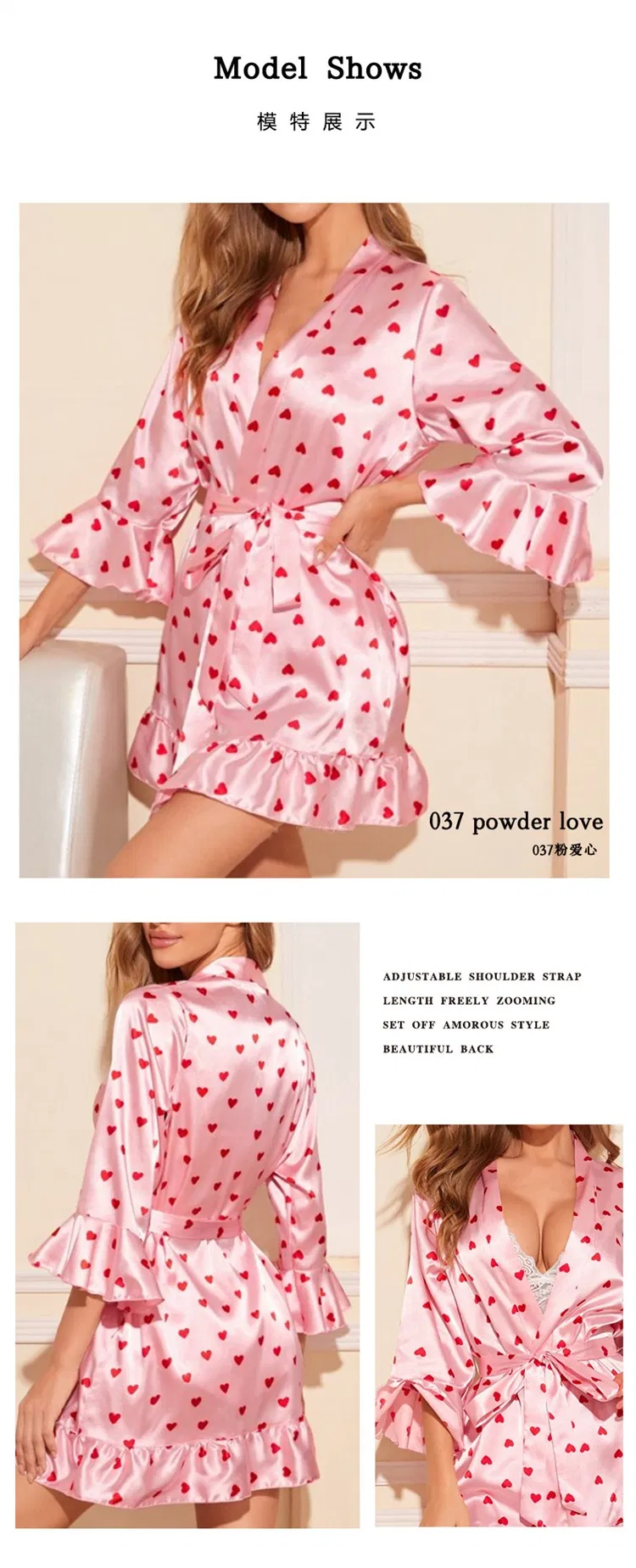 Pijamas de seda natural con estampado para mujer