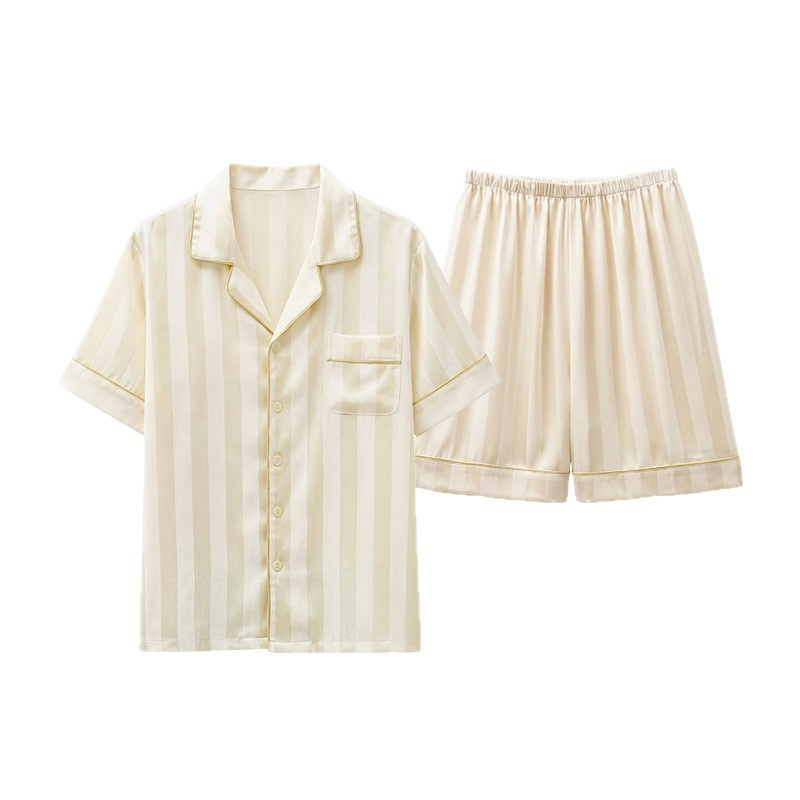 Conjunto de pijama de manga corta para hombres de seda suave