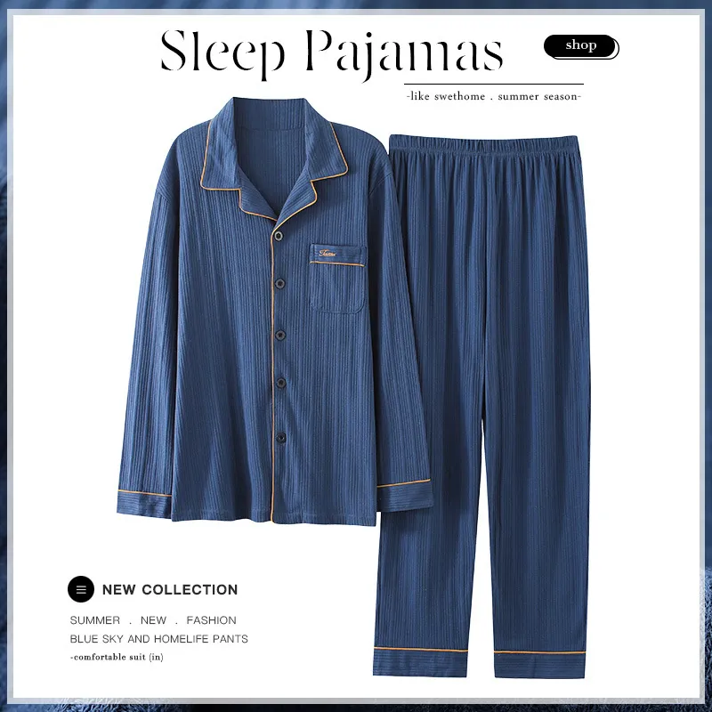 2023 Nuevo estilo de cárdigan de algodón de manga larga, conjunto de pijama de algodón de solapa, ropa de casa suave y cómoda para mujeres
