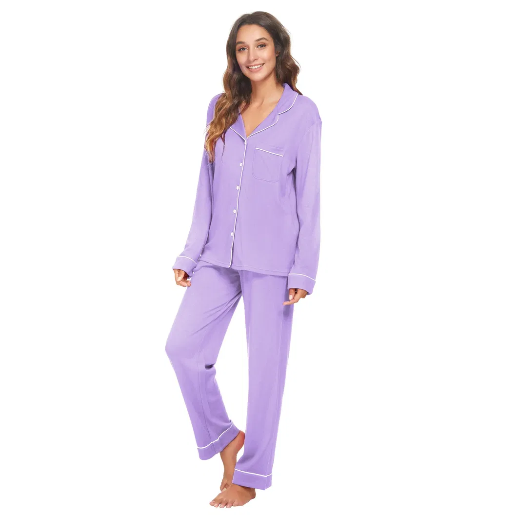 Conjunto de pijama para mujeres de manga larga, sostenible, de viscosa de bambú