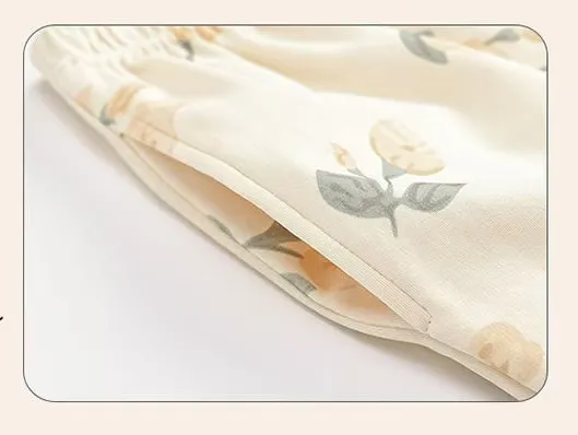2024 Último modelo de pijamas de algodón puro de manga larga estilo dulce con cuello alto