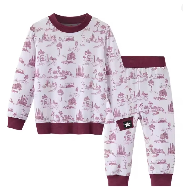 Ropa de Niños y Bebés Pijamas de Toile Francés Rosa Cómodos con Sombrero para Conjunto de Layette para Niños