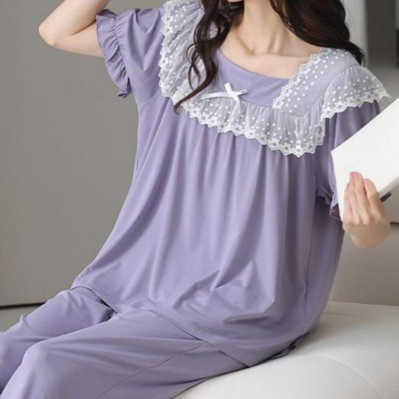 Conjunto de pijama de verano para mujeres de manga corta de modal delgado y suave 2026
