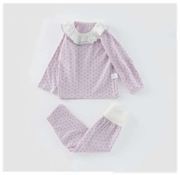 Pijamas infantiles suaves, elásticos, antistáticos y transpirables con estampado floral, ropa de casa de algodón para niños
