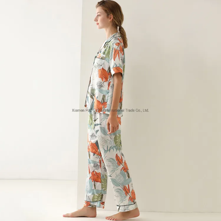 Elegante Mujeres Impresas Pijamas Ropa de Dormir y Ropa de Casa Suelta