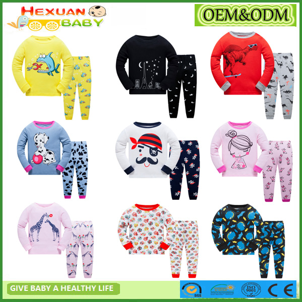 Pijamas familiares al por mayor 2-7y de algodón unisex para niños para otoño y verano - para niñas