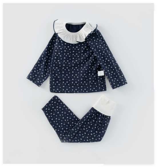 Pijamas infantiles suaves, elásticos, antistáticos y transpirables con estampado floral, ropa de casa de algodón para niños