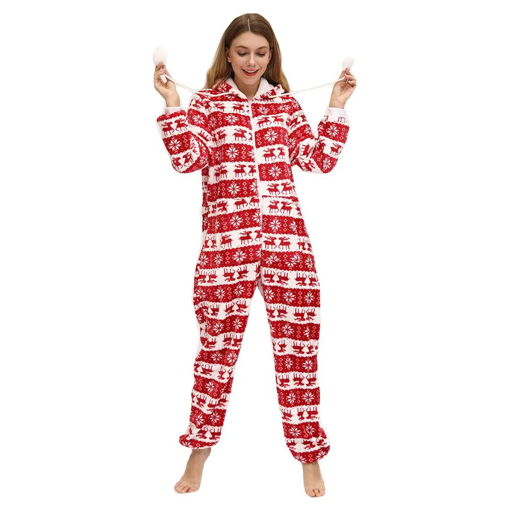 Conjunto 2023 de pijamas de una pieza para mujer de franela cálida con capucha y pies, con cremallera, suave para adultos, mono para damas, camisón familiar con pie y capucha para el invierno