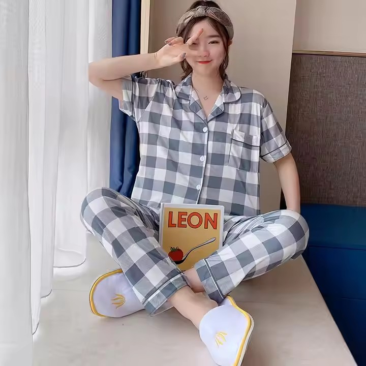 Fabricante Directo Pijamas para Mujeres Abrigo con Botones Conjunto de Color Sólido Tallas Grandes Camisones Cómodos de Seda
