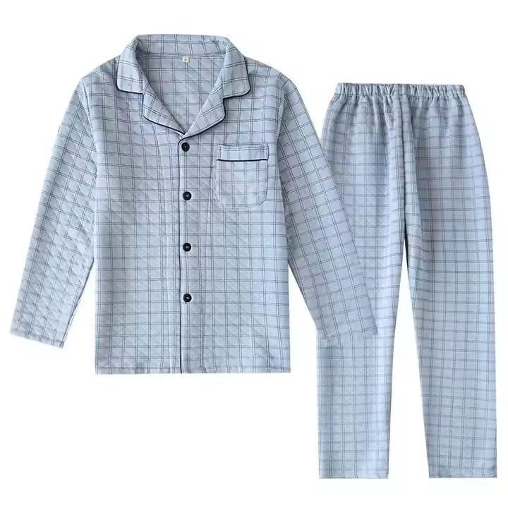 Pijamas de manga larga para mujeres de algodón, conjuntos de ropa de casa para parejas, pijamas para hombres