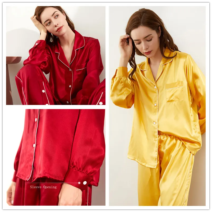 Pijamas de seda pura de lujo al por mayor 100% de seda de morera fabricados en fábrica con etiqueta personalizada