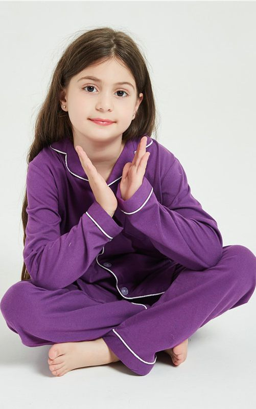 Pijamas de algodón para niños 100% ropa de dormir con mangas largas