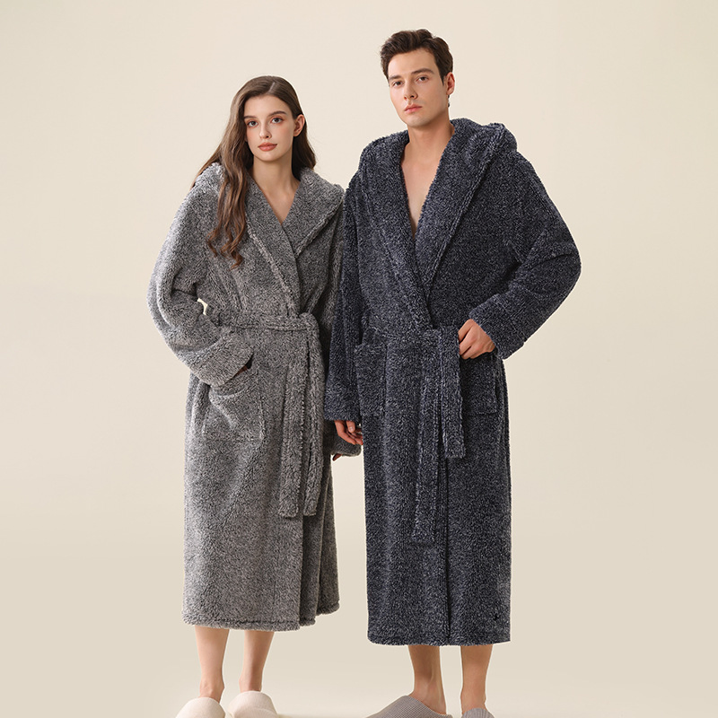 Bata de baño de franela de buena calidad personalizada para el hogar con pijamas de forro polar para parejas
