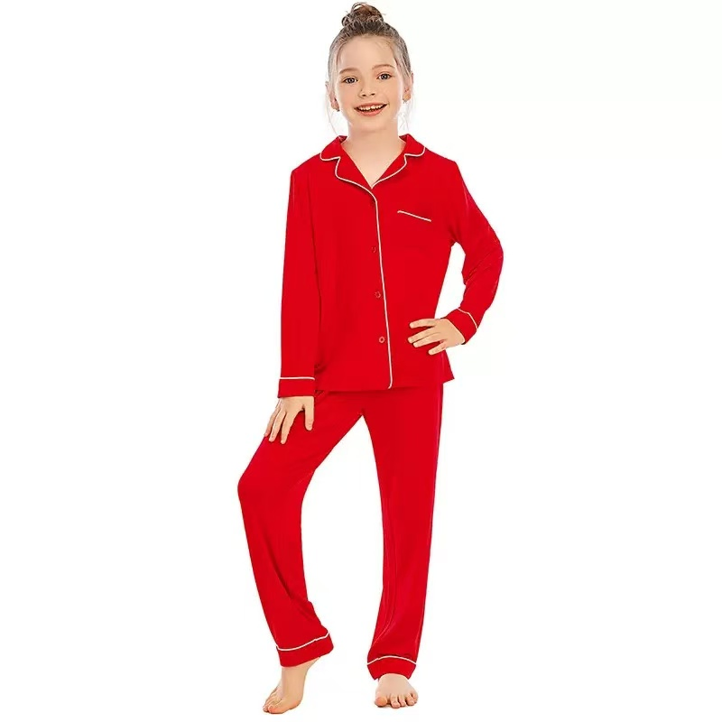 Conjunto de pijama de bambú para niños cómodo al por mayor 95% ropa de dormir transpirable de manga larga para niños ropa de casa suave