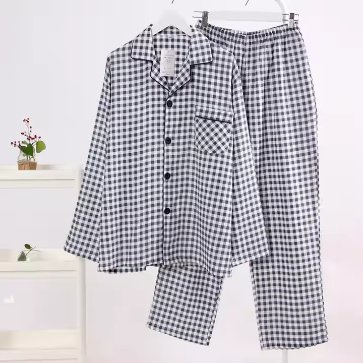 Pijama largo de rayas para mujeres, ropa de dormir cómoda para mujeres, algodón