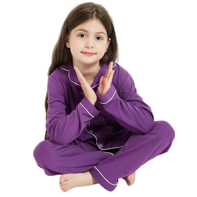 Pijamas de algodón para niños 100% ropa de dormir con mangas largas