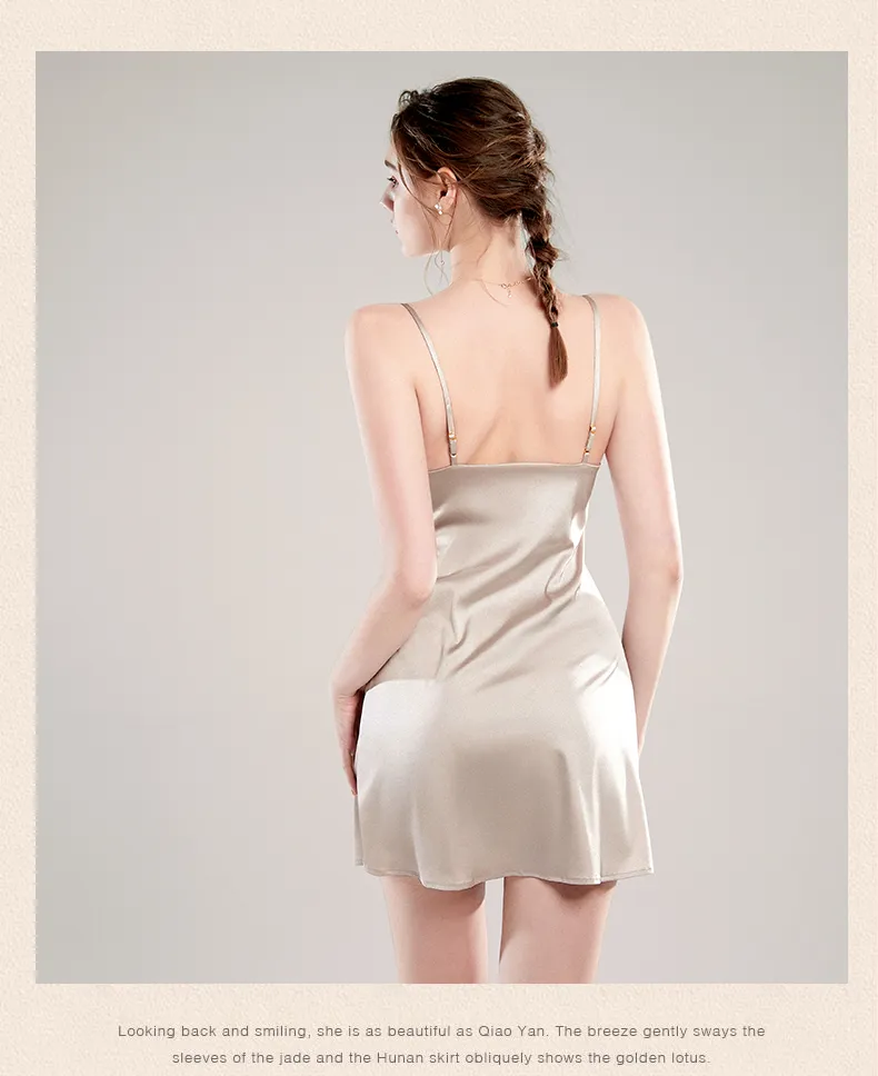 Vestido de noche sexy personalizado para mujer, pijama de seda de lujo