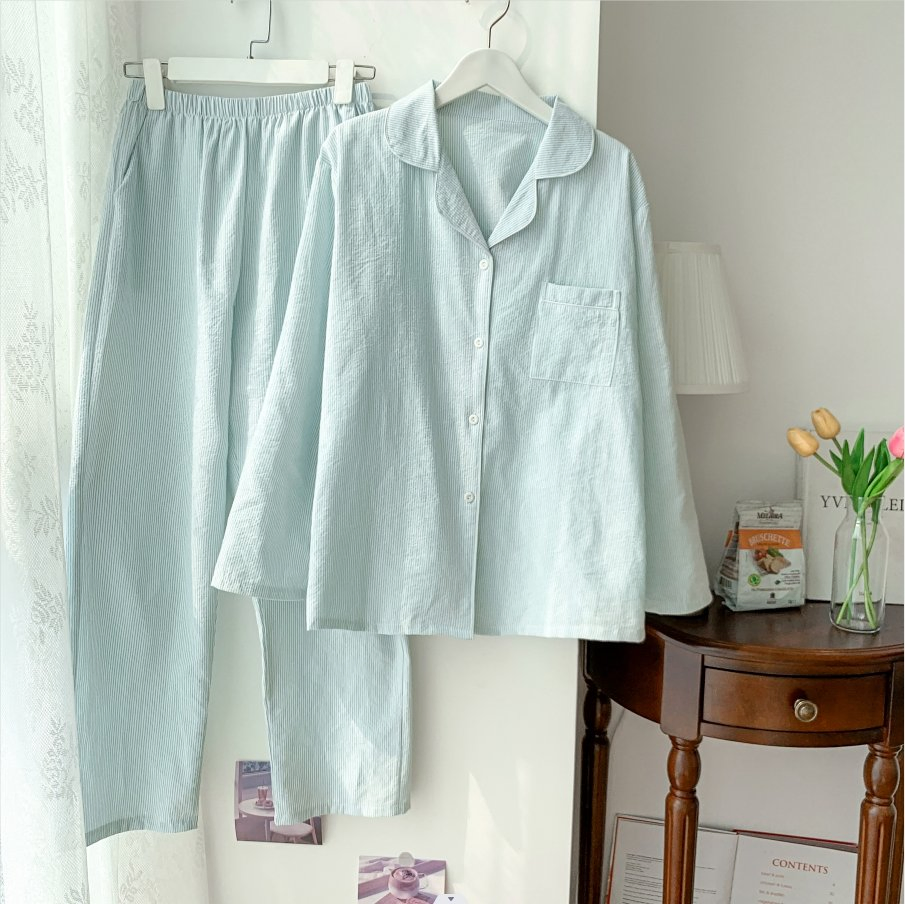 Conjunto de pijamas casuales de lino de algodón impreso digitalmente personalizado