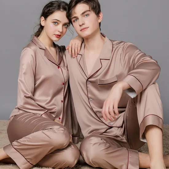 Conjunto de pijama de seda de manga larga de nueva llegada unisex suave y transpirable para el hogar, talla grande ODM