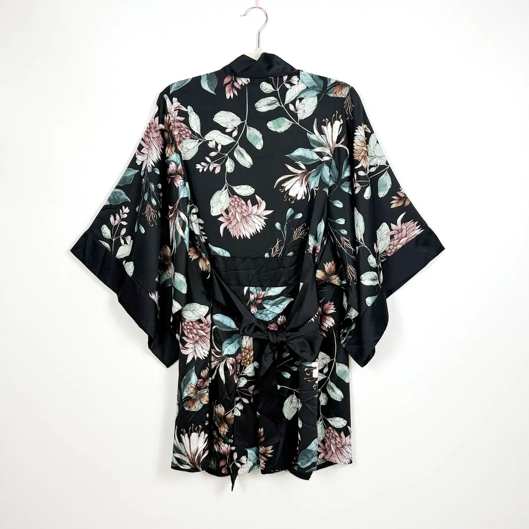 Conjunto de pijama de verano de seda texturizada de lujo con bata de dormir
