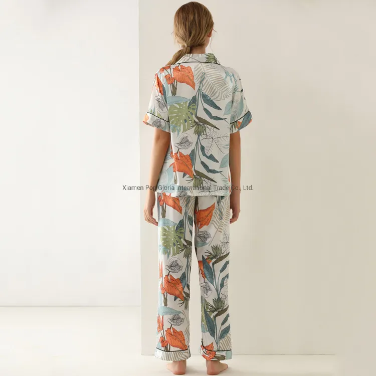Elegante Mujeres Impresas Pijamas Ropa de Dormir y Ropa de Casa Suelta
