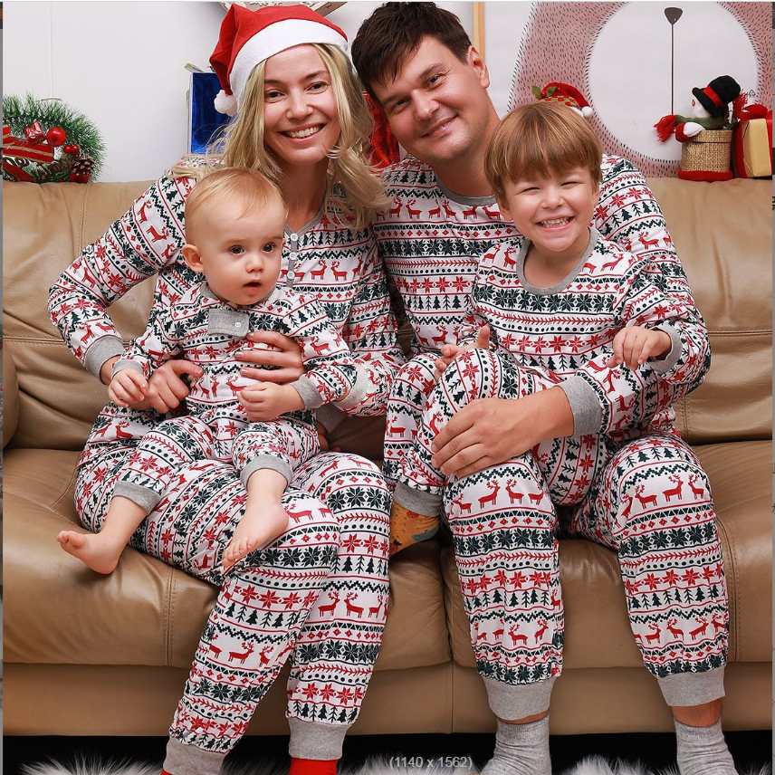 Conjunto de pijama de algodón para niños, ropa de casa para parejas, pantalones de dos piezas para mujeres, pijama de Navidad al por mayor