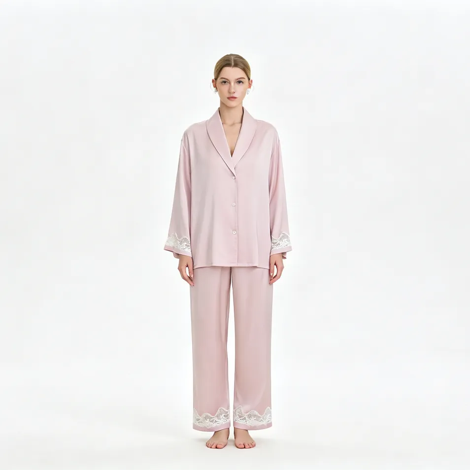 Pijama satén de lujo rosa melocotón