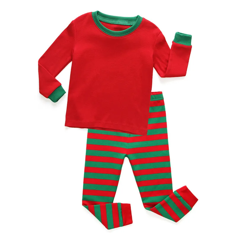 Ropa de dormir de algodón de alta calidad de manga larga a rayas para hombres, mujeres, niños y familias, atuendos casuales para fiestas navideñas