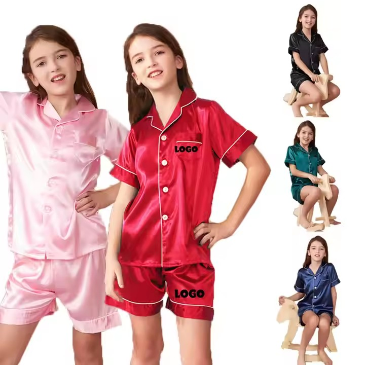 Conjunto de Pijamas de Satén de Seda para Mujeres 2 Conjunto de Pantalones Cortos de Pijama