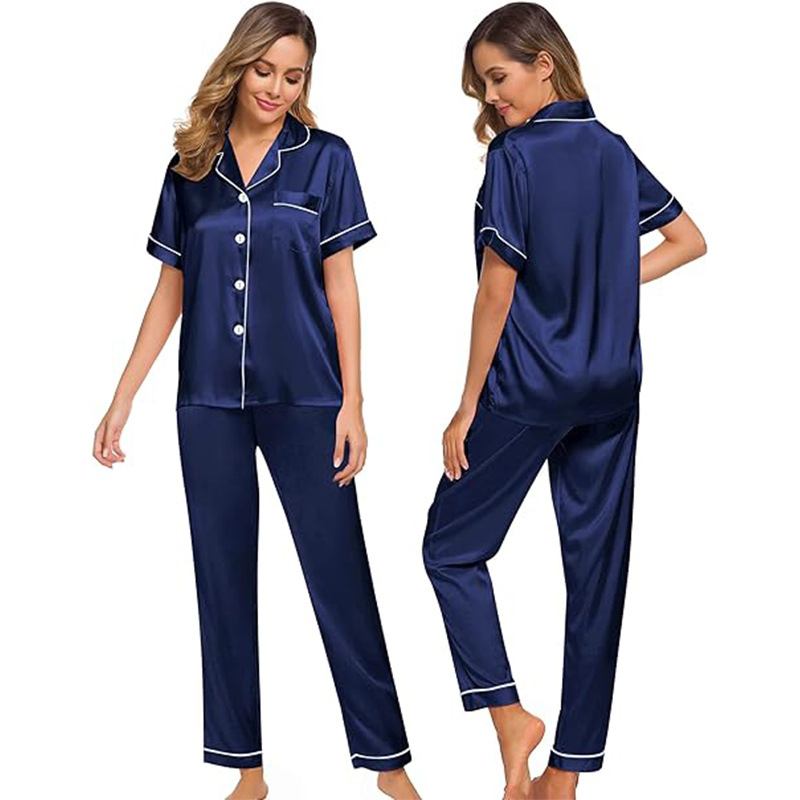 Conjunto de pijamas de satén para mujeres, ropa de dormir para el hogar, pijama de verano