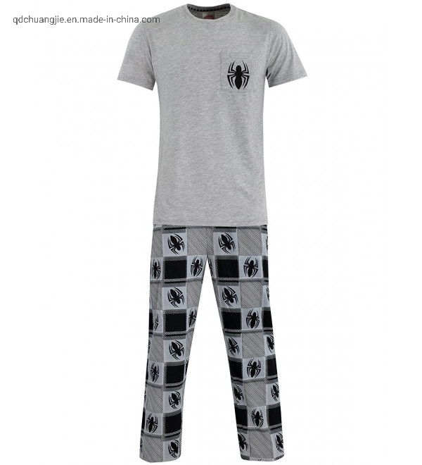 Conjunto de ropa para hombres, mujeres y damas, con impresión suave y ecológica, ropa de casa, camiseta de manga corta de algodón jersey y pantalones, pijamas