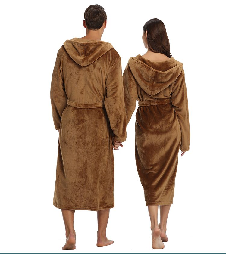 Pijamas con capucha de color sólido y de gran tamaño para hotel, ropa de dormir de otoño e invierno para parejas