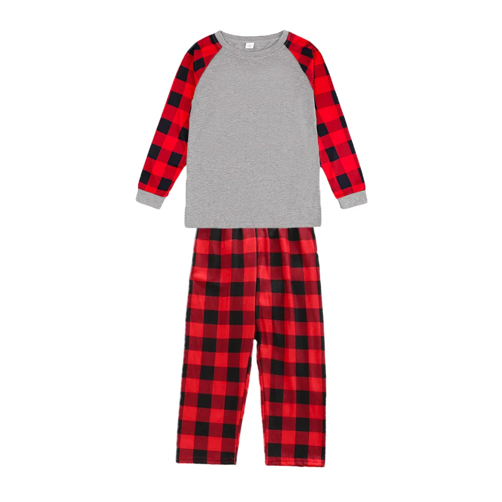 Pijamas familiares de Navidad con diseño de cuadros en venta caliente