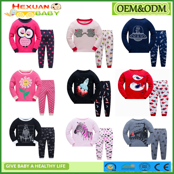 Pijamas familiares al por mayor 2-7y de algodón unisex para niños para otoño y verano - para niñas