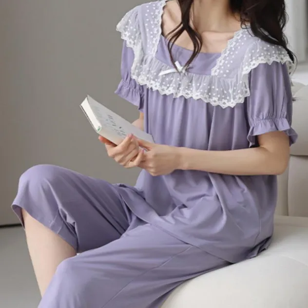 Conjunto de pijama de verano para mujeres de manga corta de modal delgado y suave 2026