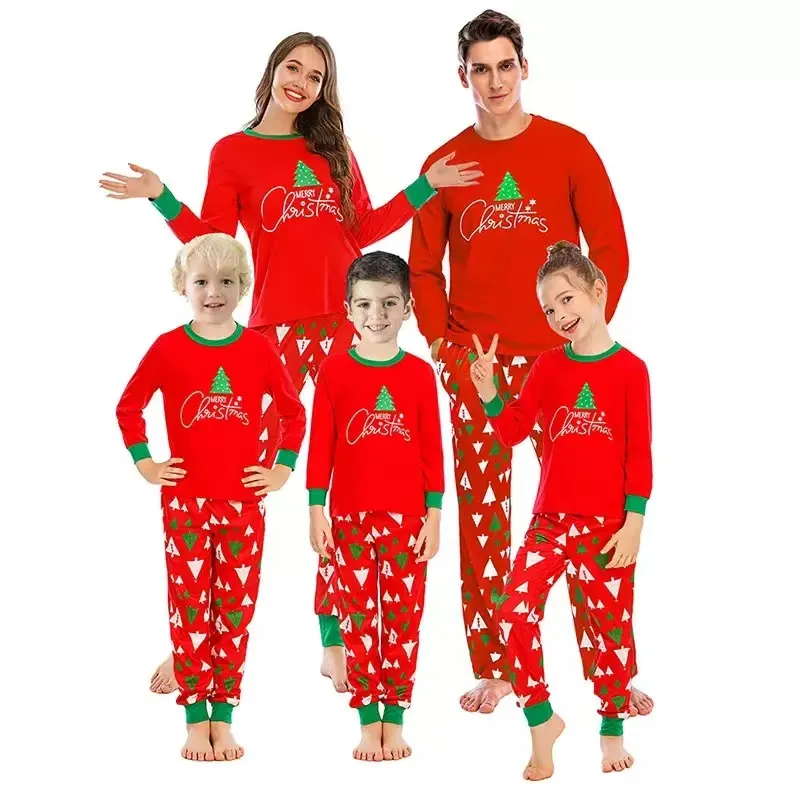 Conjunto de pijamas navideños a juego de alta calidad para toda la familia, suave, de manga larga, ropa de dormir para las fiestas