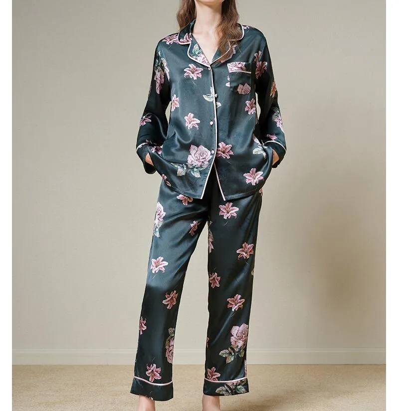 Pijamas de seda satinada personalizados para mujeres