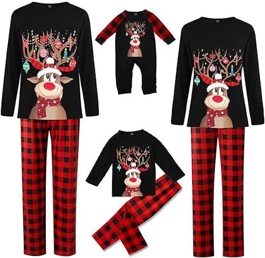 Conjuntos de pijamas navideños de manga larga para mujeres, hombres y parejas
