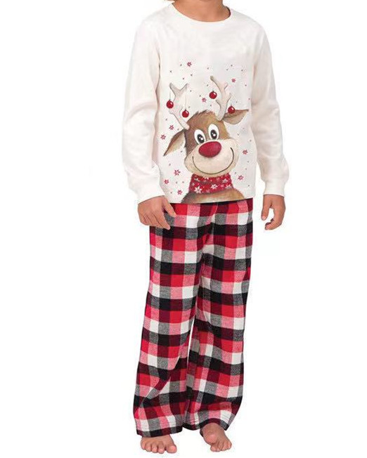 Ropa de hogar familiar para Navidad, ropa de punto, camiseta de manga larga impresa y pantalones, conjuntos de pijama suaves, conjunto de pijamas