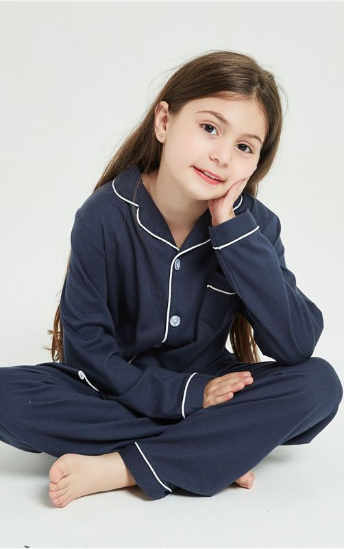 Pijamas de algodón para niños 100% ropa de dormir con mangas largas
