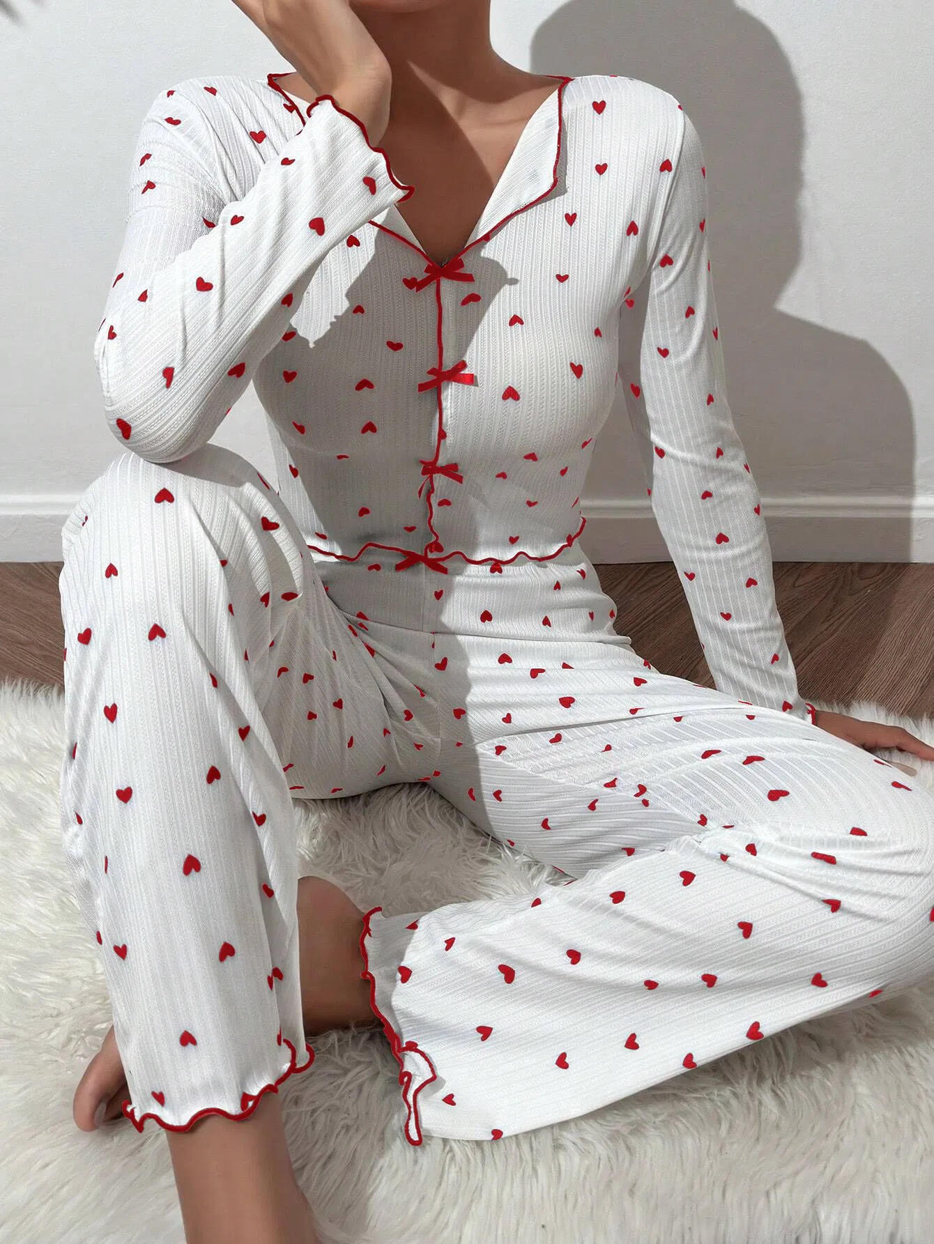 Conjunto de pijama para mujeres, pijamas de manga larga con estampado, ropa de casa casual