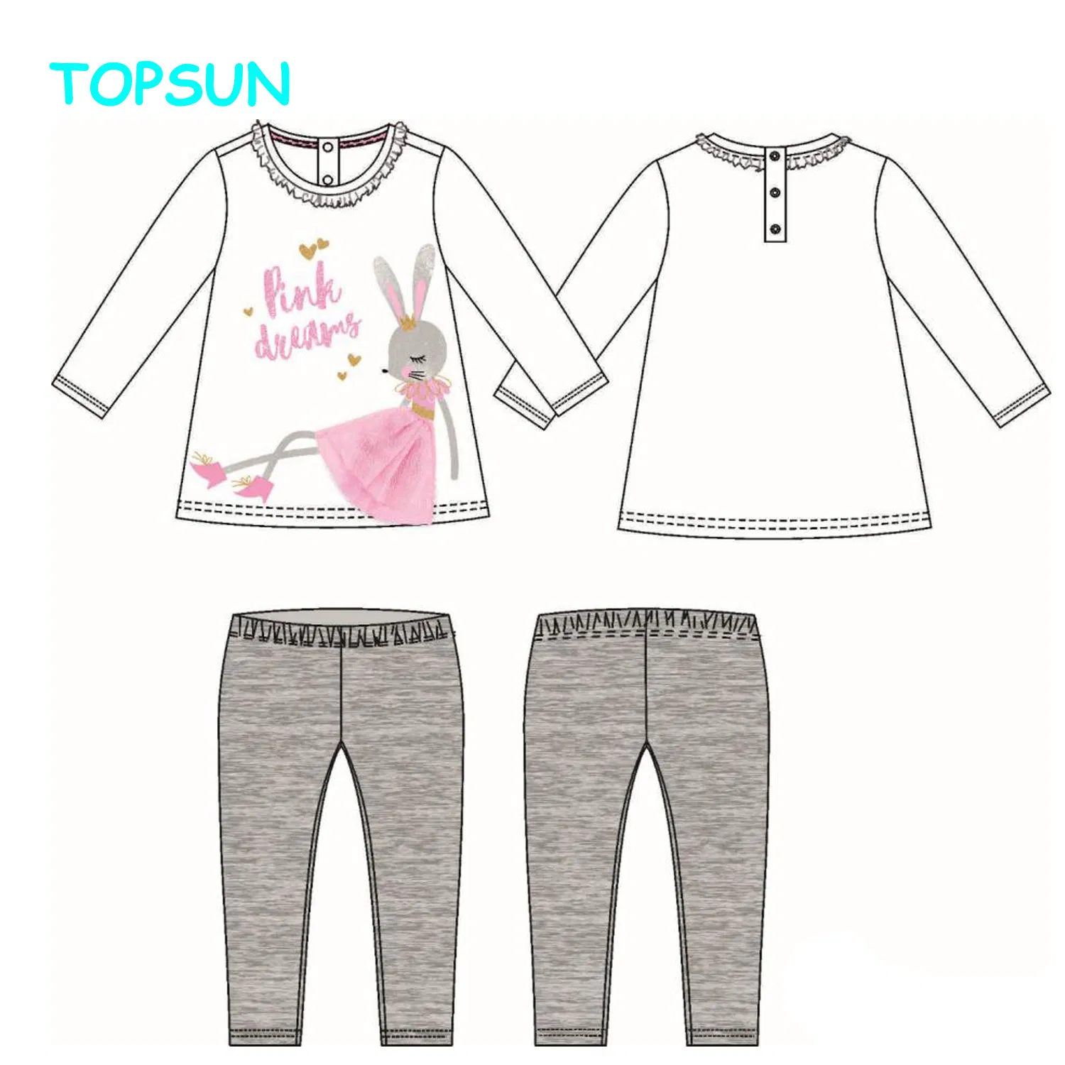 Conjunto de pijamas para niñas de moda con estampado, pijamas de algodón orgánico para niños, ropa de dormir para el otoño