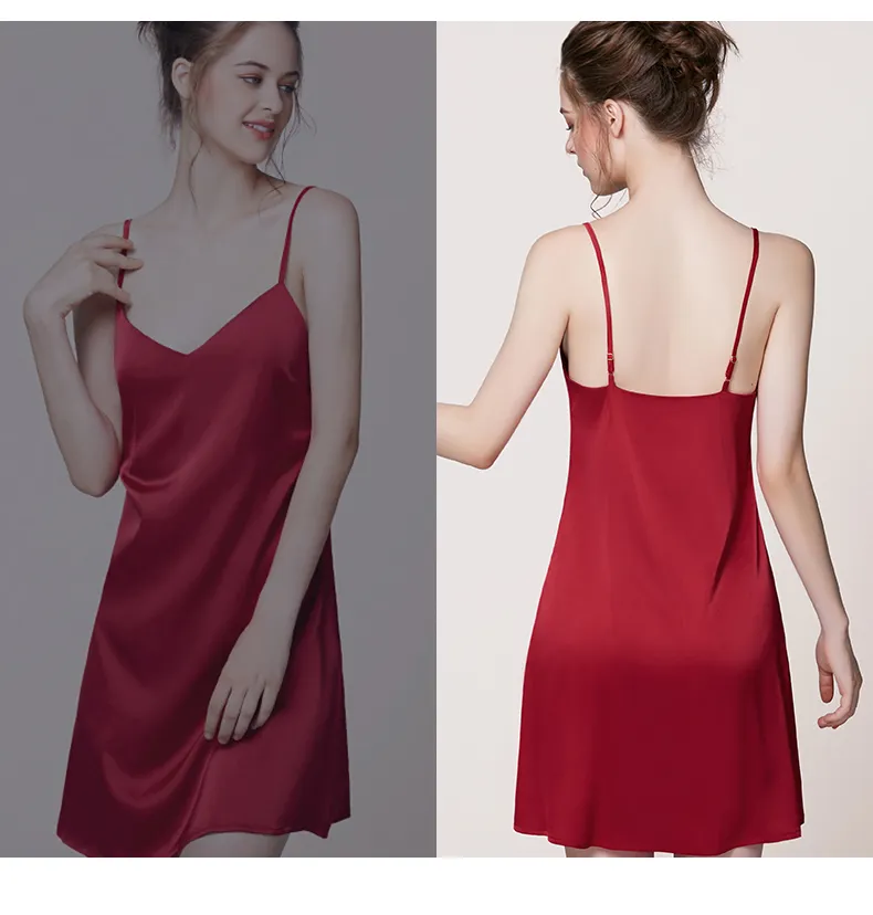 Vestido de noche sexy personalizado para mujer, pijama de seda de lujo