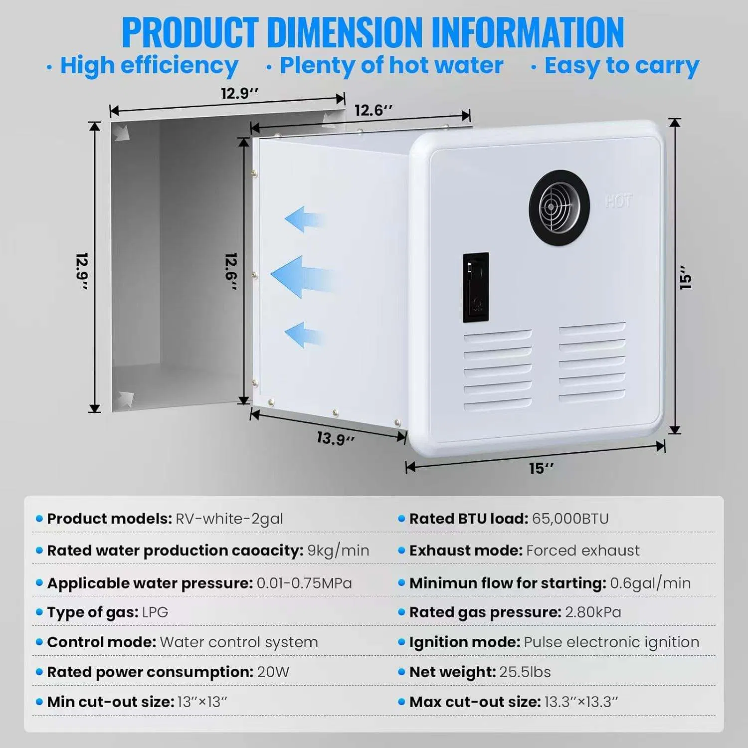 Compact RV Electric Water Heater for Outdoor Showers with Instant Hot Water Supply in All Weather Conditions